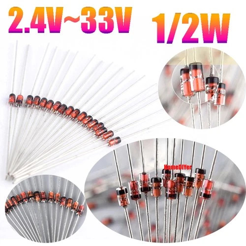 27 Value 270pcs 1/2W Zener Diodes Assortment Kit 2.4V 2.7V 3.0V 3.3V 3.6V…