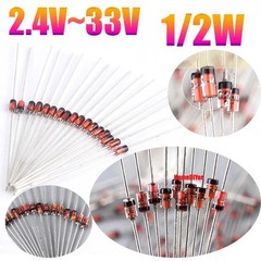 27 Value 270pcs 1/2W Zener Diodes Assortment Kit 2.4V 2.7V 3.0V 3.3V 3.6V…