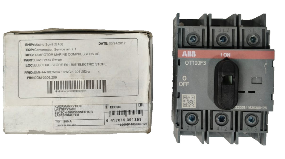 ABB OT100F3 DISCONNECT SWITCH 3-POLE 100A 600VAC FAST SHIPPING