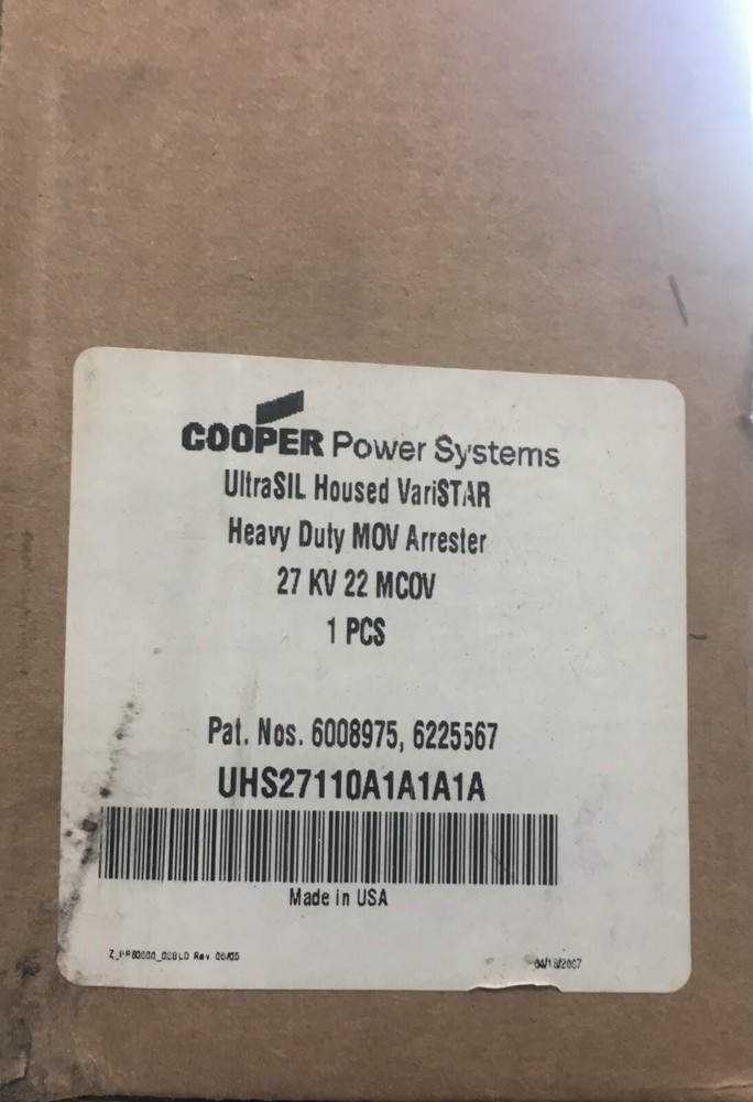NEW Cooper UltraSIL House 27 kV Surge MOV Arrester Heavy Duty 22 MCOV 27kV UHS