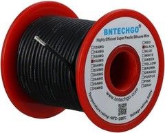 18 Gauge Silicone Wire Spool 100 ft Black Flexible 18 AWG Stranded Tinned Cop…