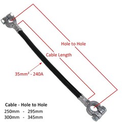 25-30cm 12V Battery Bridge Connector Cables 35mm² 240A With 2 Lead Terminal Ends