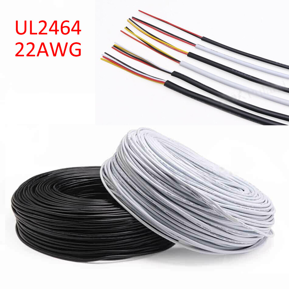 White/Black UL2464 22AWG 2/3/4-Core Soft Cable Signal Control Wire Tinned Copper
