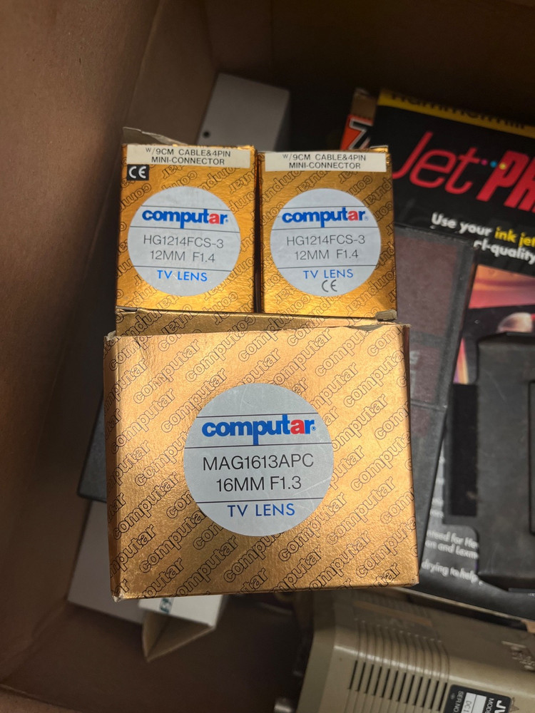 Computar MAG1613APC 16MM F1.3 TV lens plus 2 HG1214FCS-3-12 mm F1.4
