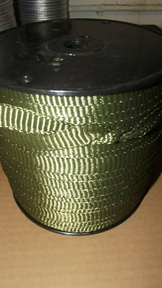 5/8″ x 500′ 1800# tensile polyester pull tape, mule tape, webbing, Green, USA
