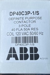 DP40C3P-1/S ABB 3-Pole 40A Definite Purpose Contactor 120V-Coil NEW