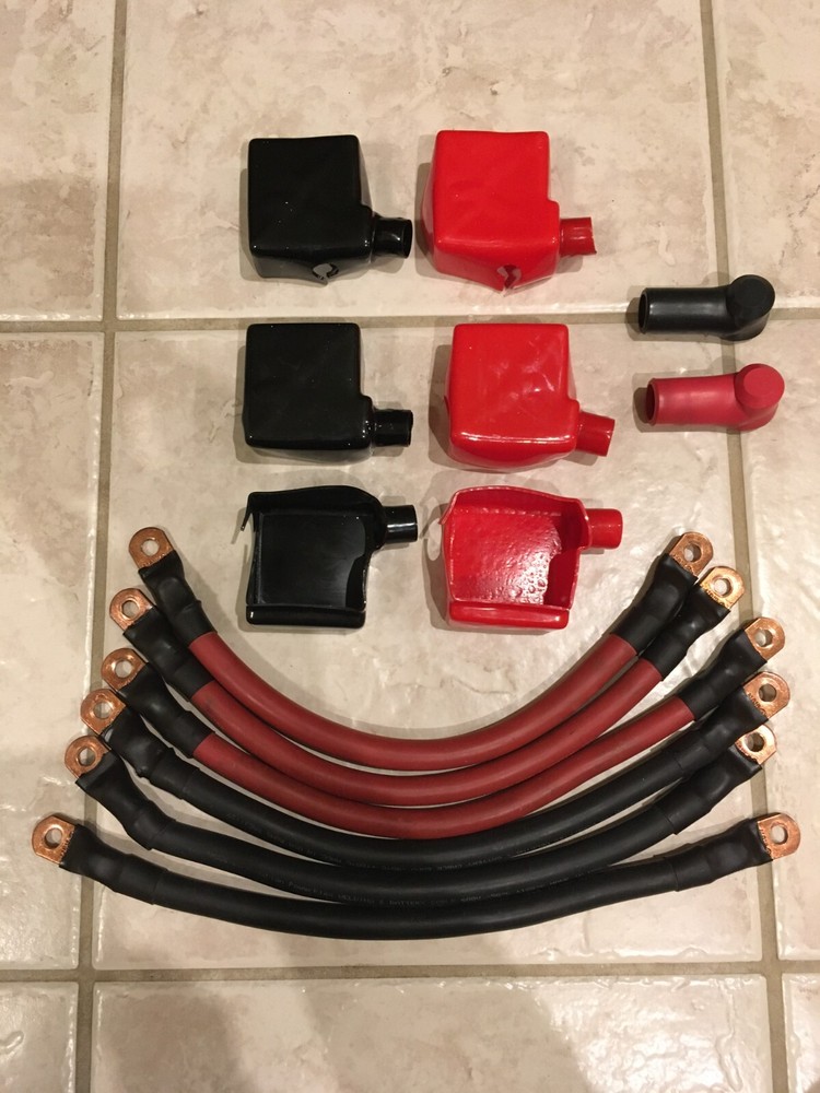 Six 1/0 AWG 0 Gauge Copper Battery Cable (14″) & Copper Lugs – Solar/Inverter