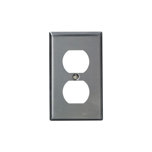Leviton 84003-40, Stainless Steel, 1-Gang, Duplex Receptacle Wallplate, 1 pc