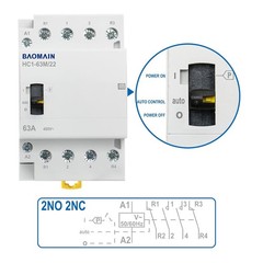 4 Pole Modular Contactor 63A 2NO2NC Normally Open Normally Closed DIN Rail