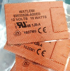 Watlow 15W 2×3″ Silicone Rubber Heater Pad 260°C 12VDC w Thermocouple LOT OF 26