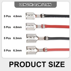 20Pcs Female Spade Crimp Terminal 2.8mm and 4.8mm 20cm Wires