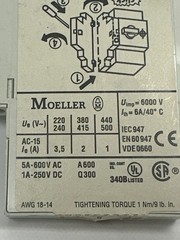 Moeller NHI-PKZ0 Contact 6000V 6A/40°C 5A-600VAC/1A-250VDC – New Fast Ship