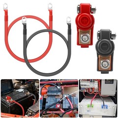 2× 5AWG Battery Cable Set M10 Ring Terminals Pure Copper for Car Marine Inverter