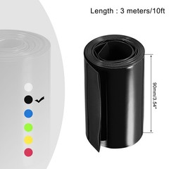 Battery Wrap 90mm Flat 10ft PVC Heat Shrink Tube Wraps Black