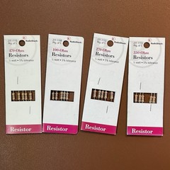Lot of 4 packs, 1/2 watt Radio Shack Resistors, Assorted Ohm