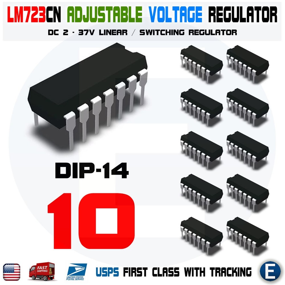 10pcs LM723CN LM723 DIP-14 IC Adjustable Voltage Regulator 2-37V UA723 UC723CN