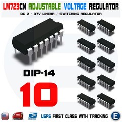 10pcs LM723CN LM723 DIP-14 IC Adjustable Voltage Regulator 2-37V UA723 UC723CN