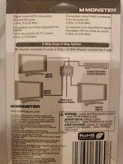 Monster 140558-00 4 Way Satellite Splitter, 2 Ghz, Gold