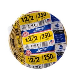250 ft. 12/2 Solid Romex SIMpull CU NM-B W/G Wire Residential Wiring Outlets