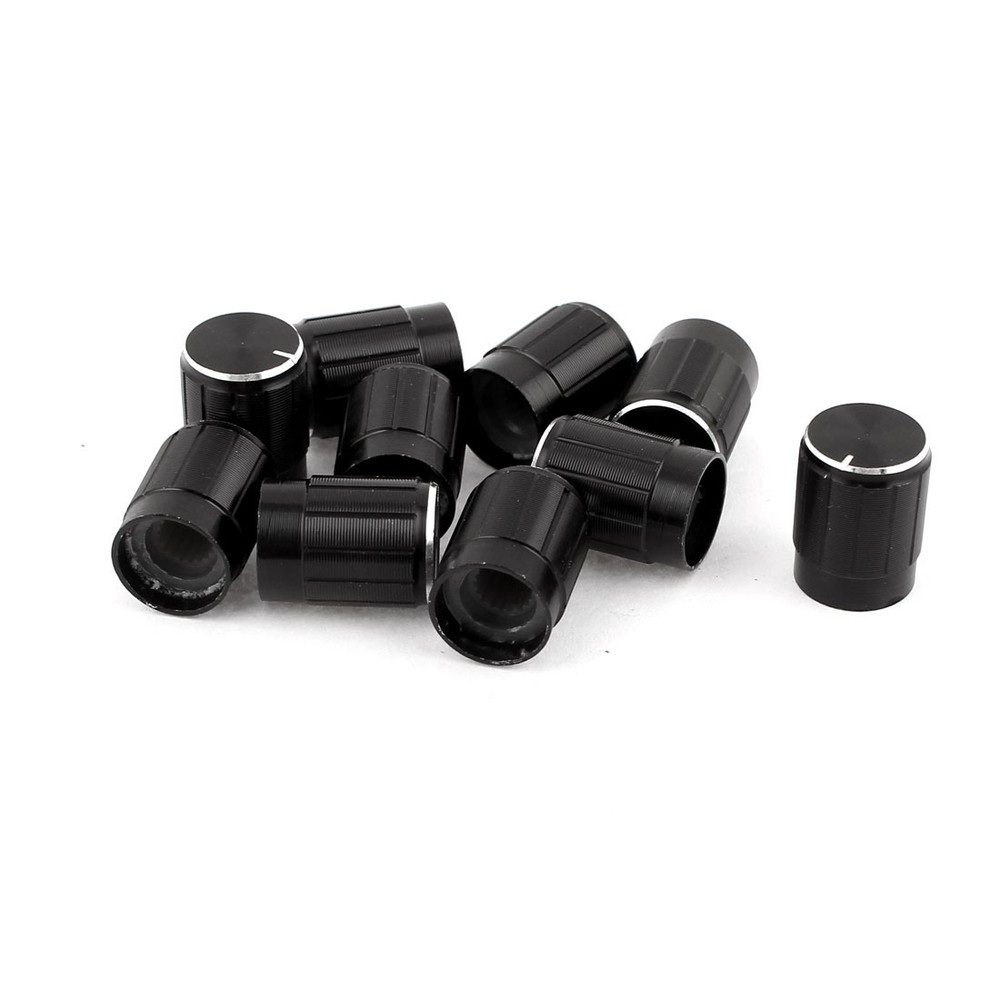10 Pieces Black Silver Tone Potentiometer Rotary Control Knobs 6mm Shaft Hole