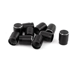 10 Pieces Black Silver Tone Potentiometer Rotary Control Knobs 6mm Shaft Hole