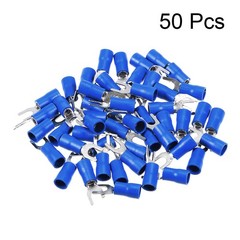 50Pcs SV5.5-5 Insulated Fork Spade Wire Crimp Terminal 12-10AWG Blue