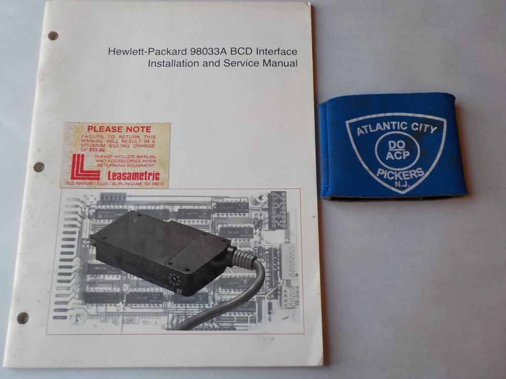 HEWLETT PACKARD 98033A BCD INTERFACE INSTALLATION AND SERVICE MANUAL