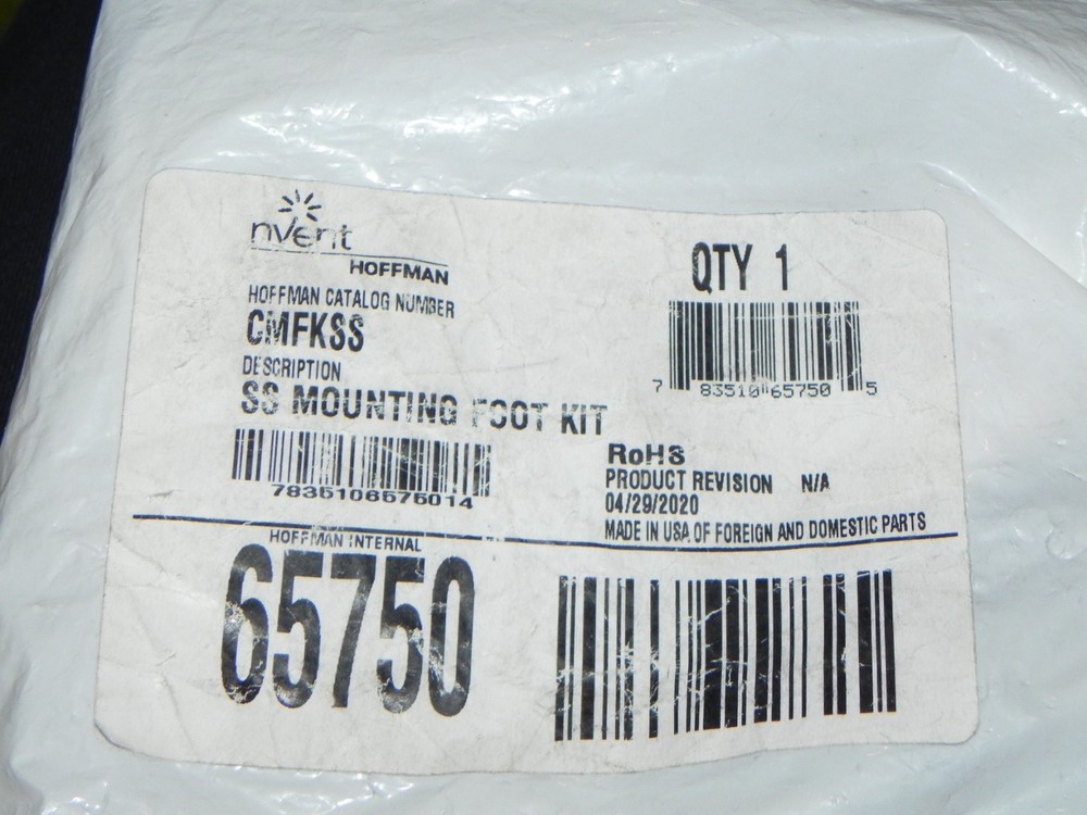 Hoffman CMFKSS SS Mounting Foot Kit 65750. 304 SS For Concept Type 1, COMLINE