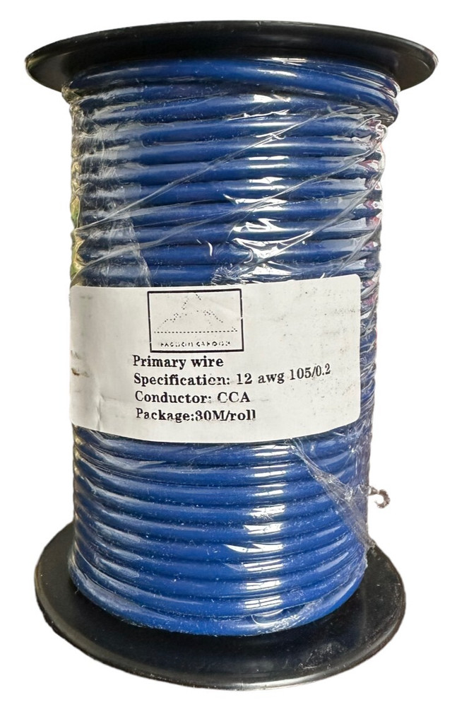 Electrical Primary Wire Spool 12 AWG 105/0.2 CCA Conductor 30M Roll Copper BLUE