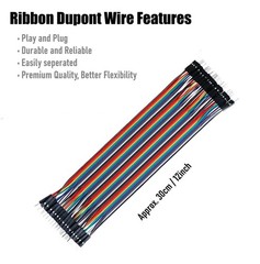 30cm Male-Male Jumpers: 40pcs Multicolored Dupont Wire Kit for DIY Electronics