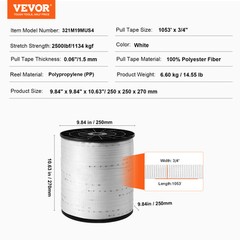 VEVOR Polyester Pulling Tape Mule Tape 3/4″ x 1053′ 2500 lbf Tensile Capacity