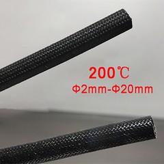 Silicon Fiber Glass Insulated Tube Braided High Temperature Sleeving 200℃ Black
