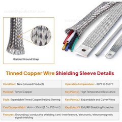 Braided Fabric Cable Flat Pure Copper / Tinned Copper Shield Braided Sleeve Wire