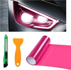Pink Car Light Tint Film Roll, 11.8″ x 47.2″ Self-Adhesive Vinyl W Color: Pink