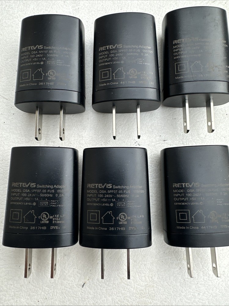 Qty 6 Retivis DSA-5PF07-05 Switching Adapter 5V 1A Power Supply