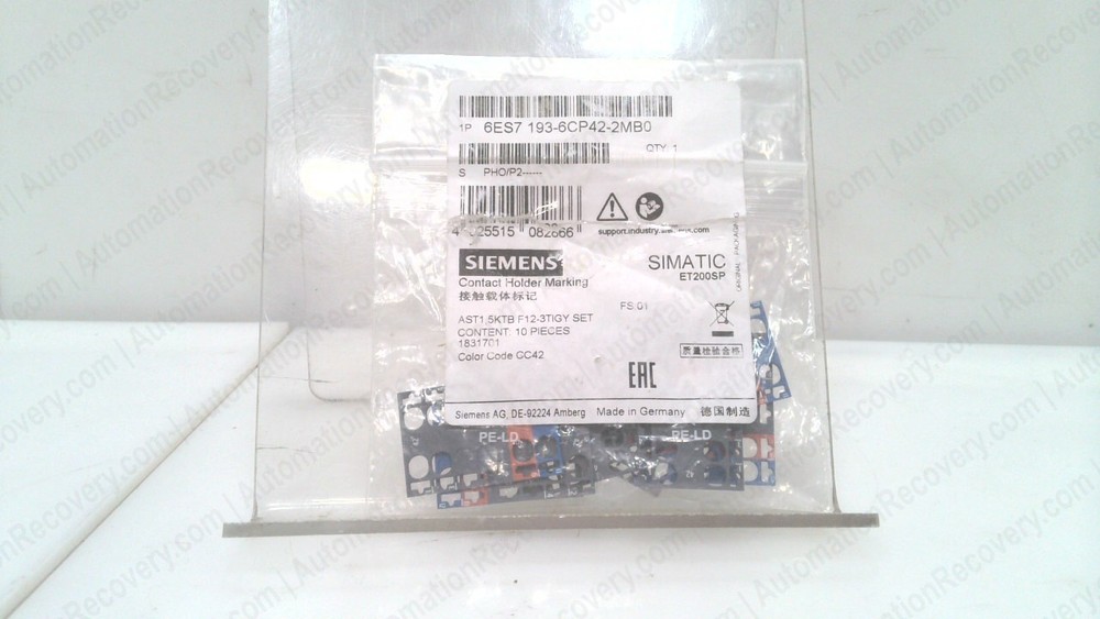 SIEMENS 6ES7193-6CP42-2MB0, PACK OF 2 – 10 PACK, COLOR CODED LABELS, NEW #341503