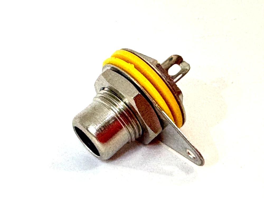 1pcs Switchcraft 3501FR RCA Phono Jack – Rear Mount, Yellow Insulator, USA Made