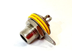 1pcs Switchcraft 3501FR RCA Phono Jack – Rear Mount, Yellow Insulator, USA Made