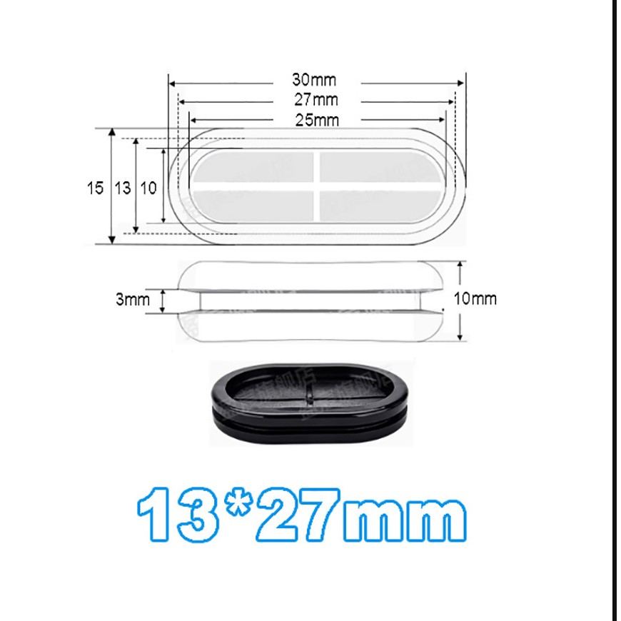 Oval Rubber Grommets Blanking Closed / Open Wiring Plugs Cable Grommet Black