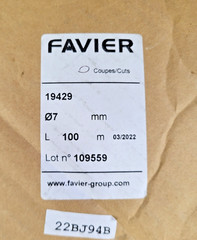 *NEW* FAVIER 7mm beige fireproof sleeving, braided fibre glass, 54-SCS-4kV, 100m
