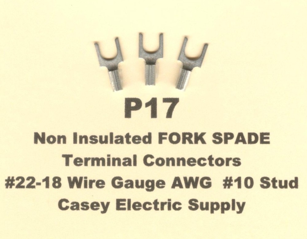 100 Non-Insulated FORK SPADE Terminal Connectors #22-18 Wire Gauge AWG #10 Stud