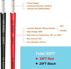 High Temp Resistant 10 AWG Silicone Wire – 600V 1050 Strands
