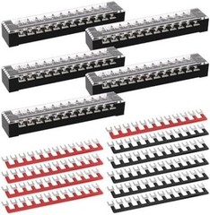 15A Screw Terminal Block 12 Position Dual Row Covered Pre Insulated Barrier