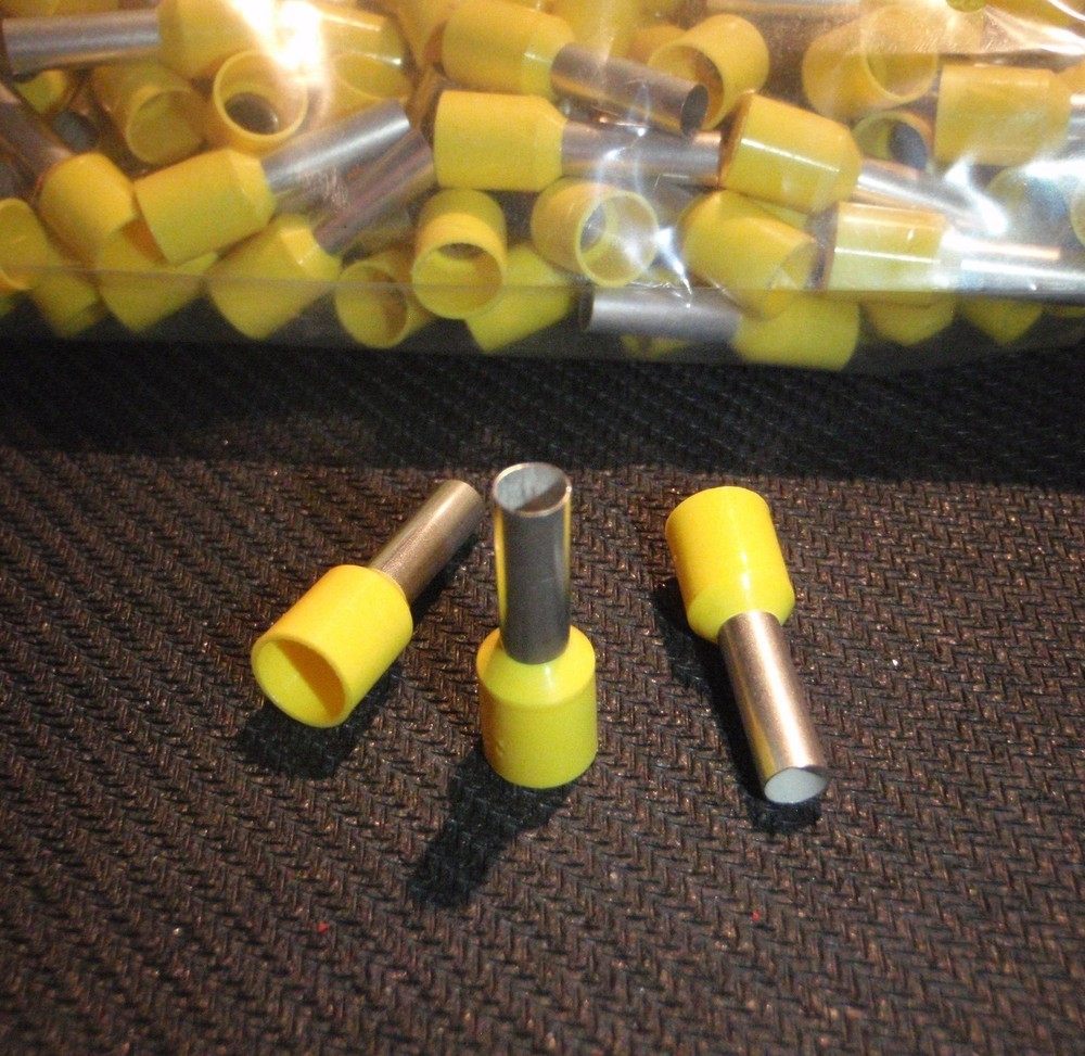 500PC WIRE CORD END FERRULE CRIMP YELLOW 22-20 AWG E0508