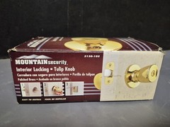 Mountain Security Interior Locking Polished Brass Tulip Door Knob 3130-105 NIB