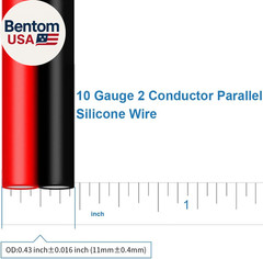10 Gauge Flexible 2 Conductor Parallel Silicone Wire Spool Red Black High Resist