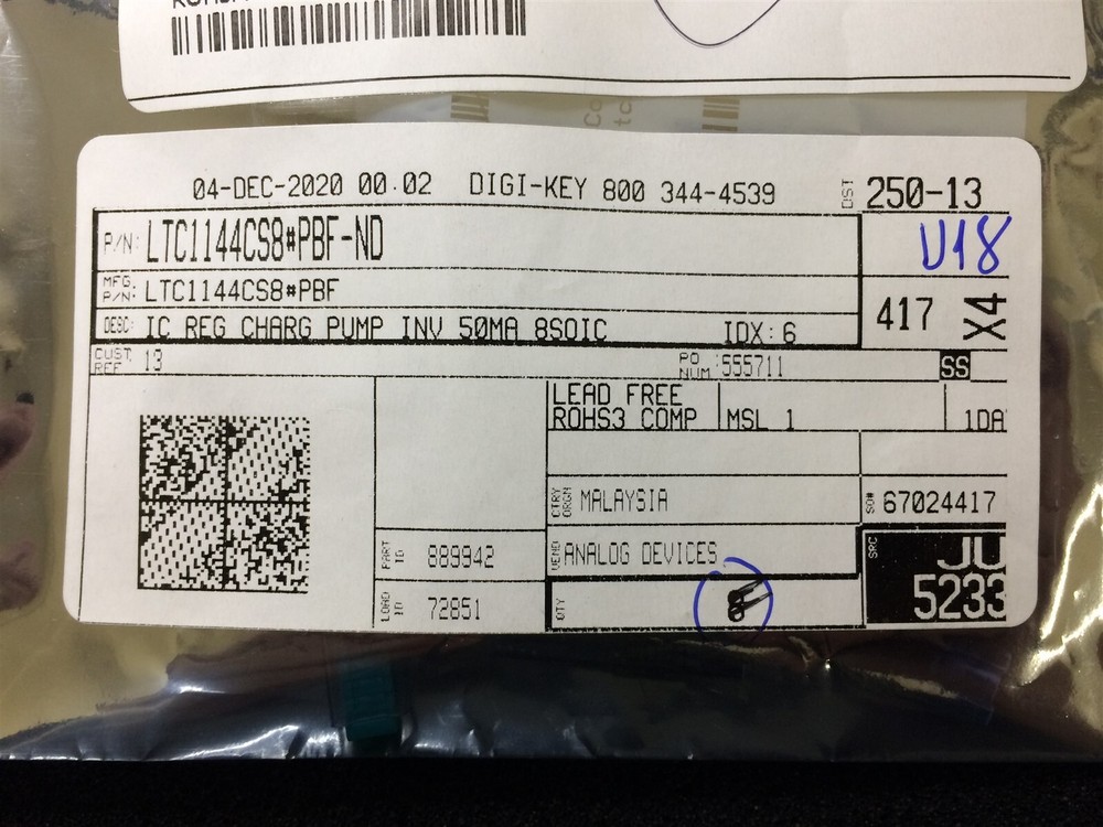 LTC1144CS8#PBF LTC LTC1144CS8 IC REG CHARGE PUMP INV 50MA 8SOIC SMD ROHS 2 PCS