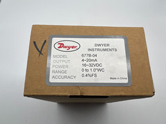 Dwyer 677B-04, Differential pressure transmitter, range 0-1″ w.c.,New in box