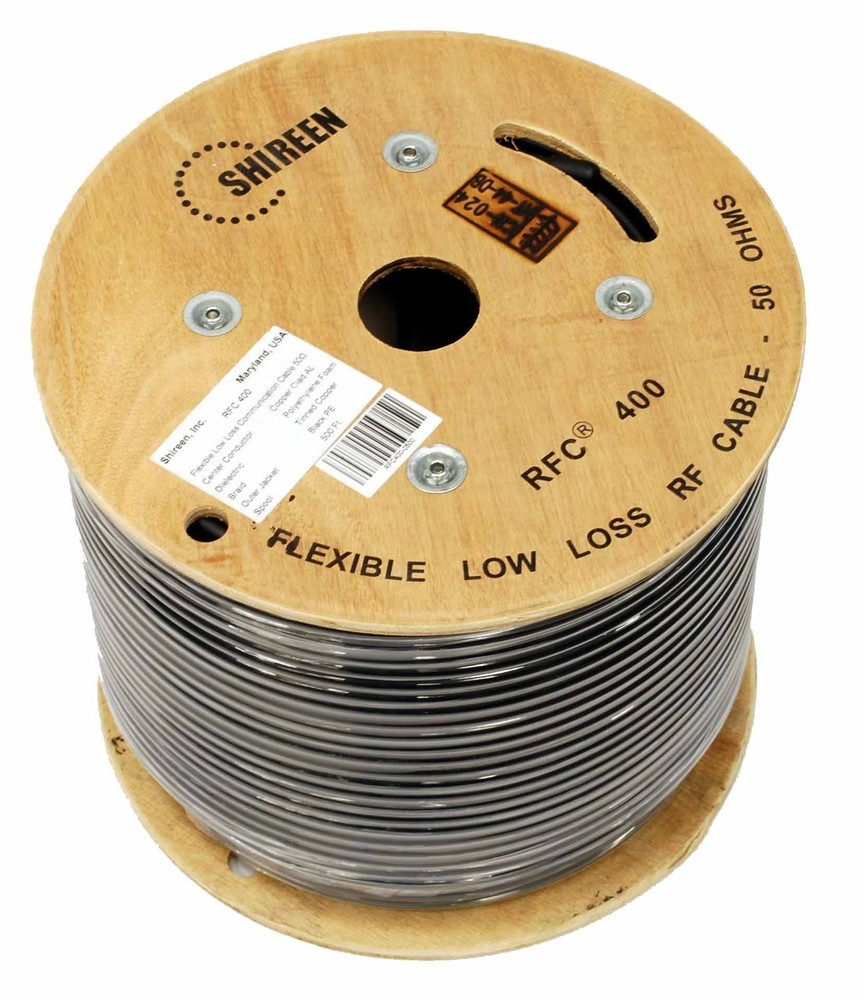 Low Loss 400 grade Coax 500′ foot Spool reel Shireen RFC400 LMR400 grade
