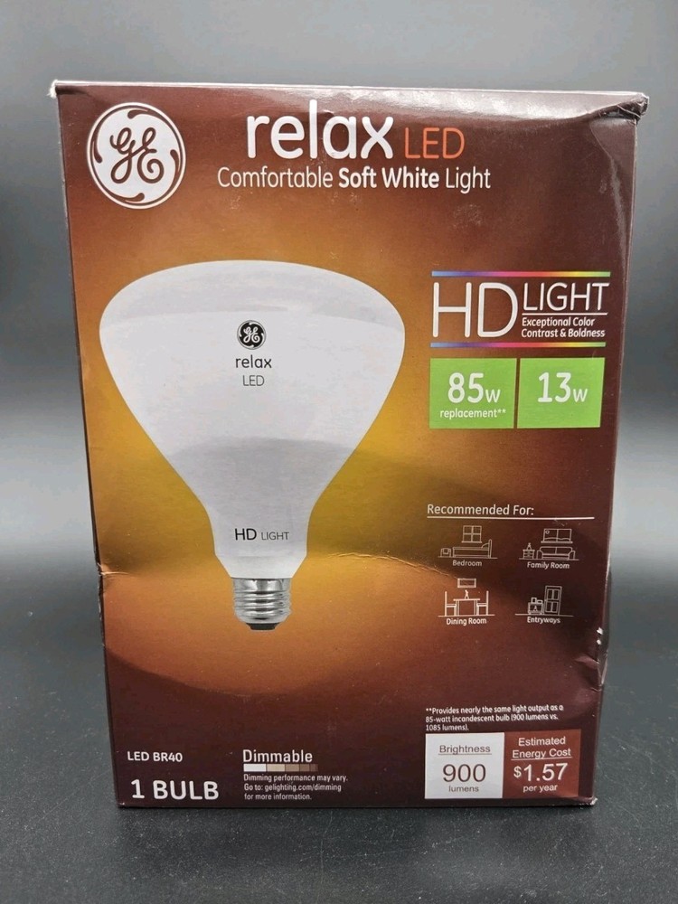 GE Relax HD Light LED Flood Light Bulb Soft White 900 Lumens 13-Watts. Dimmable